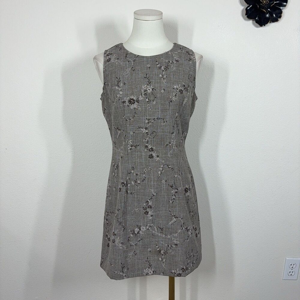 Vintage B Time Dress Juniors 5 Brown Floral Sheath Mini Office Career 90s Retro